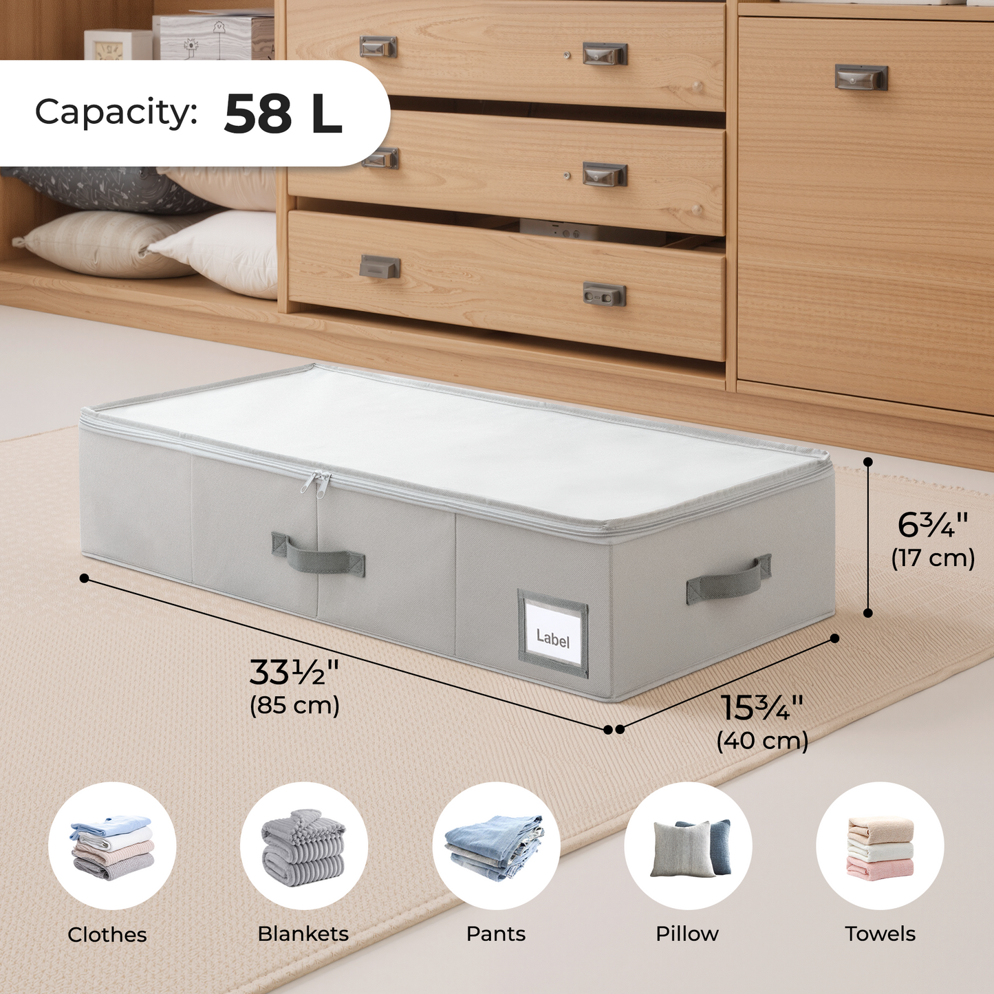 Under Bed Storage Container with Lid