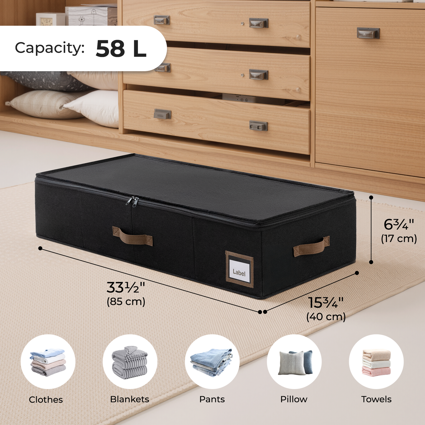 Under Bed Storage Container with Lid