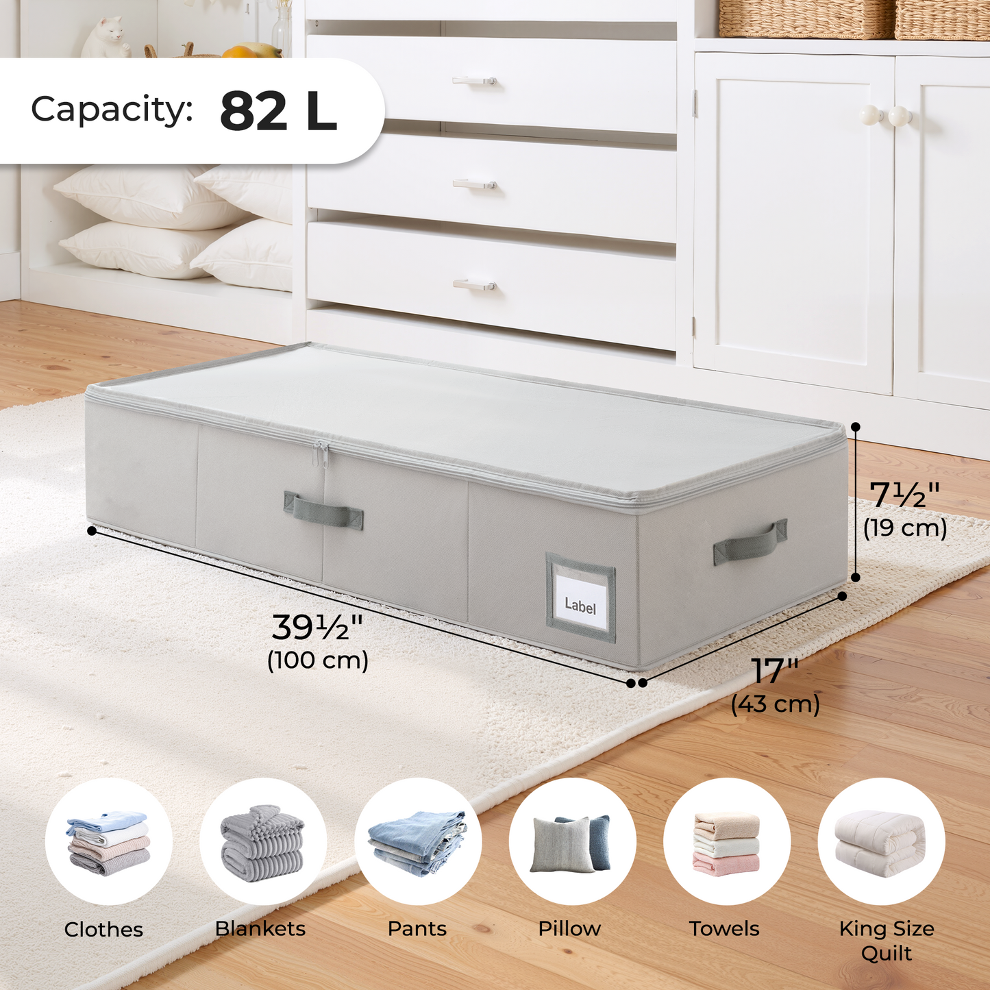Under Bed Storage Container with Lid
