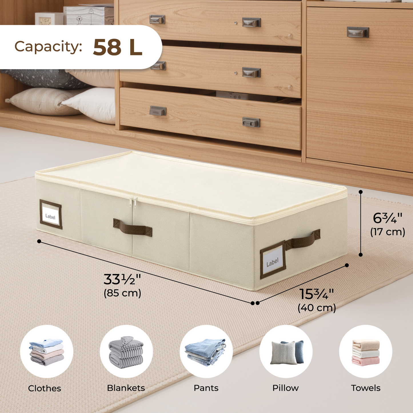 Under Bed Storage Container with Lid